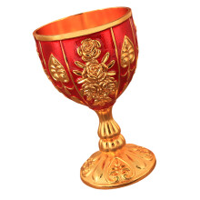 Metal Chalice With Artistic Detailing Elegant-Golden Red