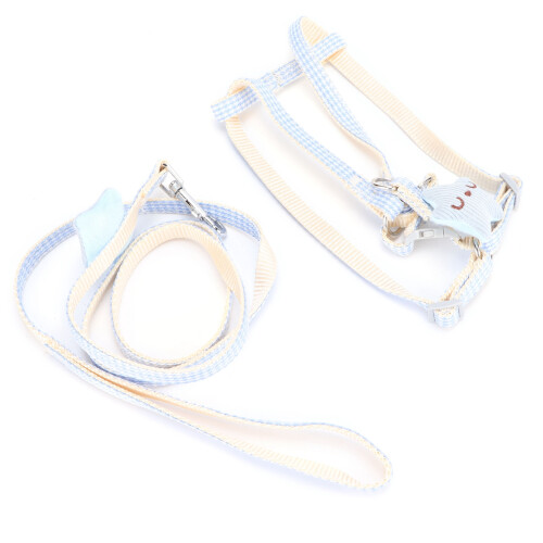 Adjustable Blue Pet Harness with Leash, Soft Breathable Nylon, 1.5cm 2