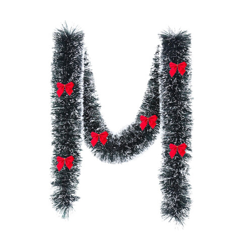 Christmas Tree Vine Garland Dark Green White Hairy 8ft 1