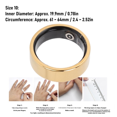 Smart Ring Ti-Stahl Gold Größe 10 18mAh 19.9mm 1