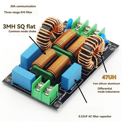 2X EMI Power Filter Board Audio Amplifier Power Supply Filter Common Mode High Current Electromagnetic HiFi Audio 20A 2