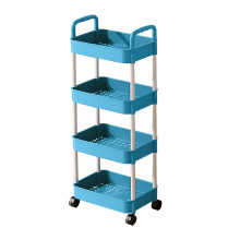 Blue Plastic 4-Tier Rolling Utility Cart