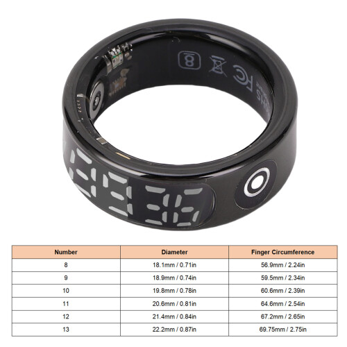 Schwarzer Smart-Ring 20mAh IP68 Touchscreen Fitness-Tracker 1
