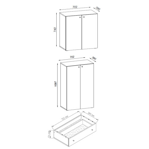 (Chipboard, Brown) Office cupboard file cabinet Lona 5-Piece S 1