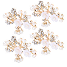 4Pcs Crystal Flower Shape Buckles, 5.2x4.2cm Decorative Accessories