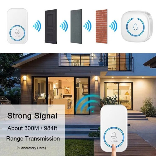 Wireless Doorbell 300M Waterproof Plug-in White 1