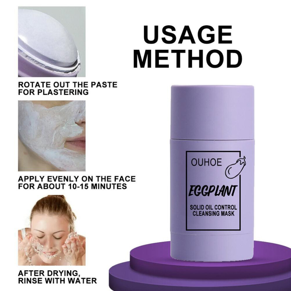 Green/Eggplant Tea Purifying Clay Stick 40G Oil Control Acne Cleansing