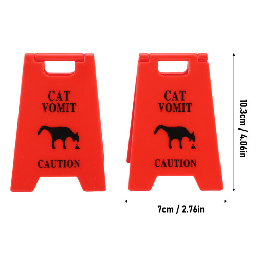 6er-Pack Katzen-Vomit-Schild - Plastik, Rot, 10,3 x 7 cm 1