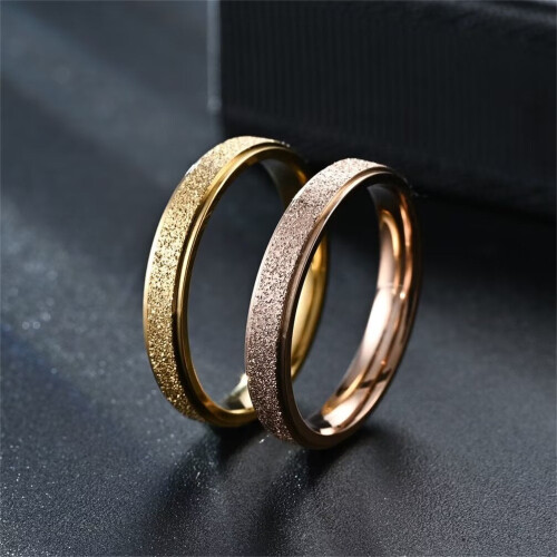 Γυναικείο δαχτυλίδι από ανοξείδωτο ατσάλι 4 χιλιοστών με μινιμαλιστική αμμοβολή, 2