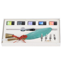 Glass Ink Feather Fountain Pen Set, Pearlescent Dark Green, Gift Box, SP118043