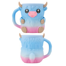 Cartoon Kuh Eiscreme-Behälter, auslaufsicheres PLA, Blau, 16x13,5 cm