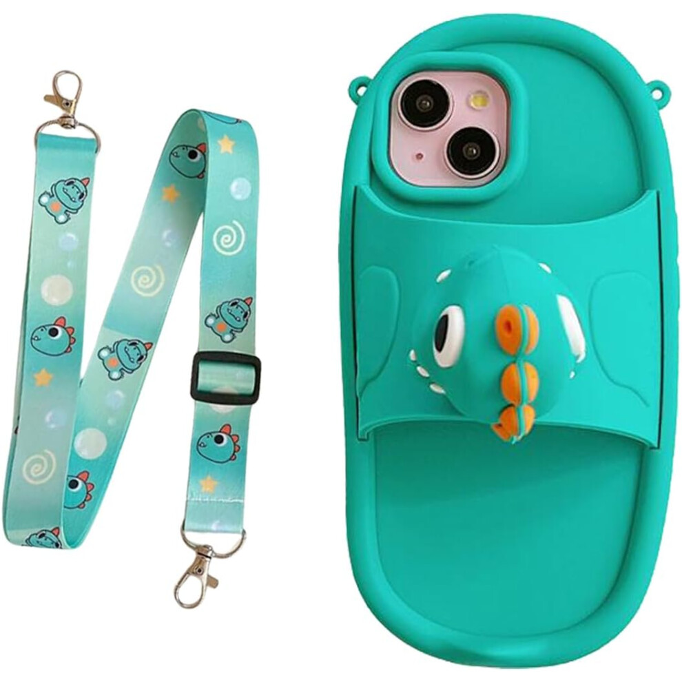 3D Cute Dinosaur Slipper Case For Iphone 13 Pro 6.1" Â Soft Silicone, Kickstand Head, Lanyard, Compatible With Iphone 13 Pro 9448483012683
