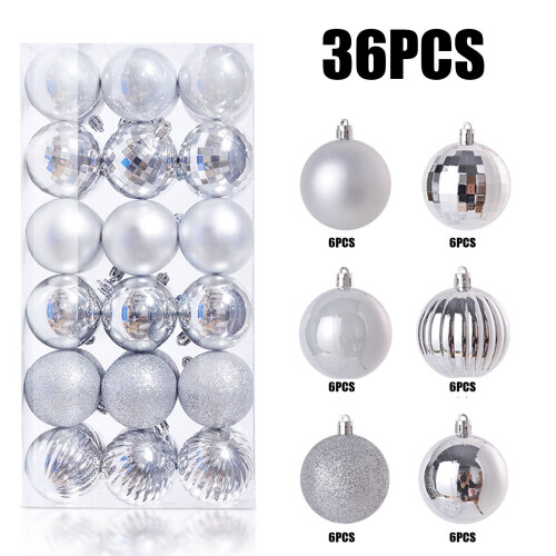 Staron Christmas Ornaments Silver 36 pcs 60mm 2