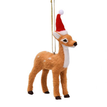 Ornáidí Ainmhithe Geimhridh Fionnaidh Bréige Tarraingteacha, Maisiúcháin Ainmhithe Plush Coille don Nollaig, Dearaí Réalaíocha a Shaibhríonn