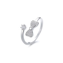 Women 925 Sterling Silver Butterfly Six Claws Cubic Zirconia Thumb Ring Stress Anxiety Rings Women's Jewelry Lady Birthday Mother's Day Gifts