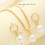 Pearl Jewelry Set Gold-Plated Copper 3-Pc 5