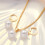 Pearl Jewelry Set Gold-Plated Copper 3-Pc 6