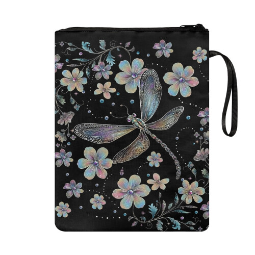 Dragonfly Floral Book Cover with Zip Closure 1