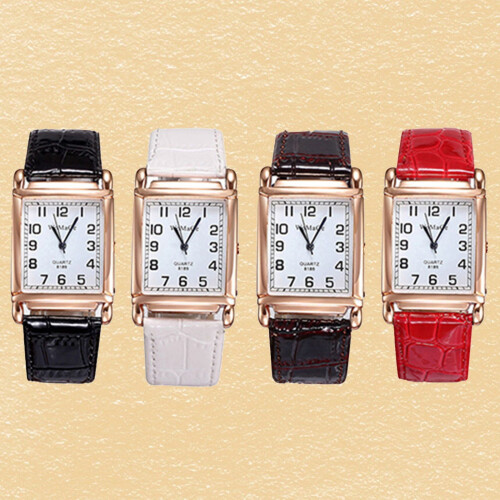 Square Alloy Quartz Wristwatch Unisex White 2