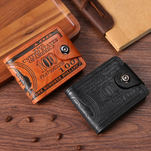 Men's Ultra-Light PU Wallet with US Dollar Pattern and 1