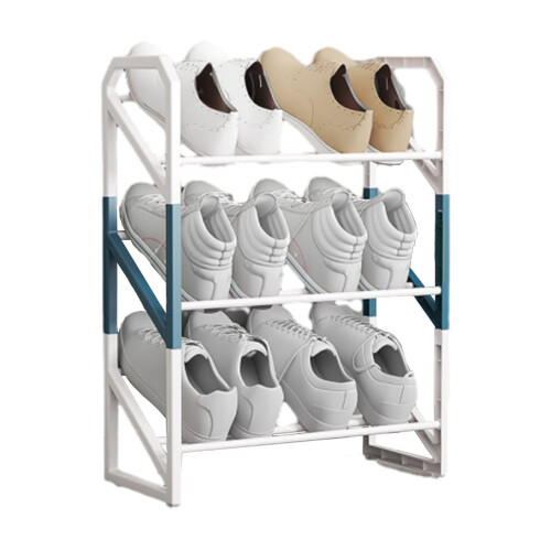 Shoe Rack Black 3-Tier Stackable 20-Pair Capacity 1