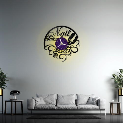 Relógio de parede em vinil de 12 polegadas – Silencioso, decoração criativa para sala de estar/hall de entrada/quarto – Presente perfeito (LED 2