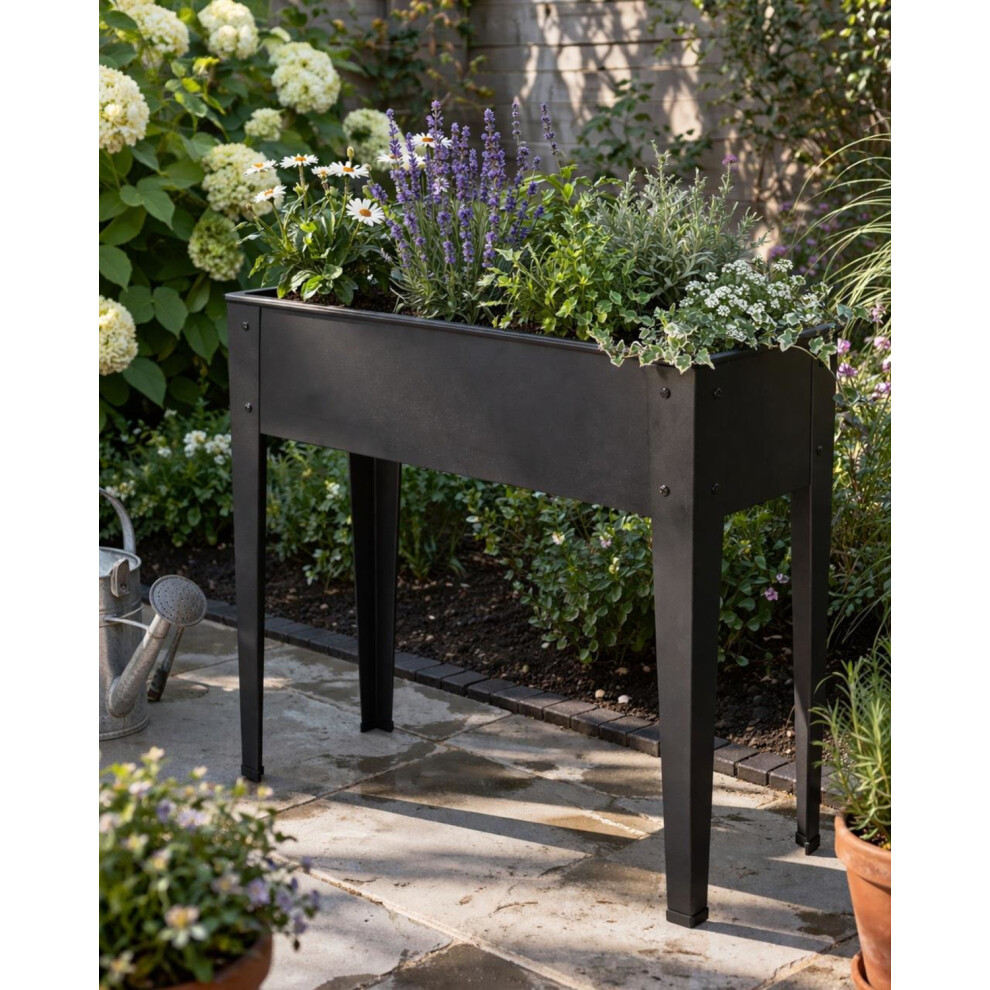 Metal Raised Garden Bed 75cm Tall Steel Planter Box Patio Balcony Herb Veg Grey - Image 5