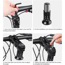 Adjustable Aluminum Alloy Bike Stem 140-190mm Black for MTB & Road