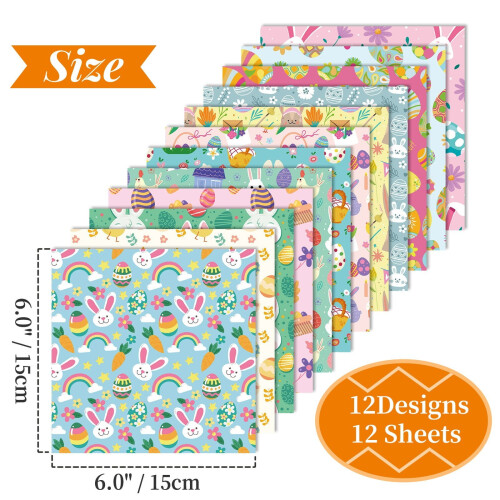 Easter DIY Paper Set Bunny Egg Floral 12 Sheets 6x6 Inch 2