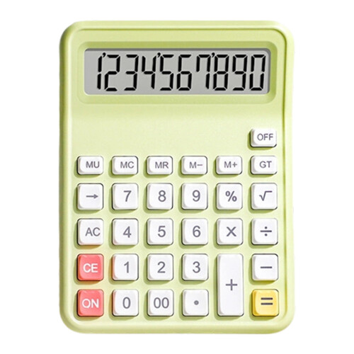 Green Portable Silent Calculator - Basic Math Operations with Quiet Keyboard for School Office Home Use