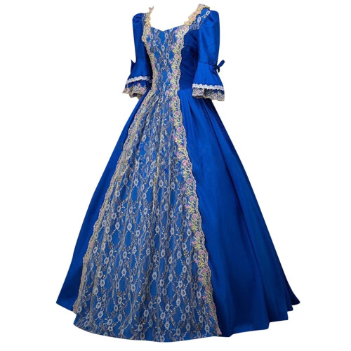 Damekjoler Retro-stil Ensfarget Trompeterm Lang Prinsessekjole 2