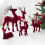 Wine Red Glitter Deer Statue Flocking Holiday Decor 7