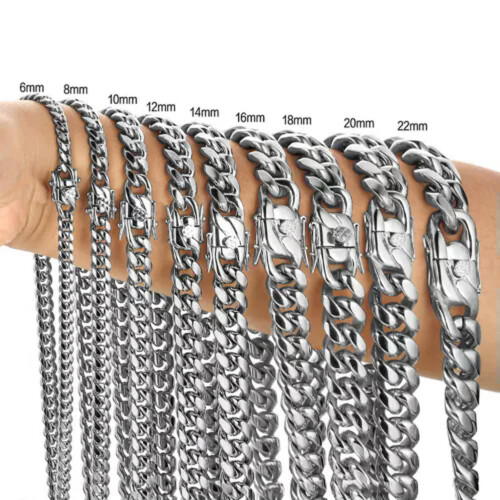 Miami Cuban Link Halskette, Edelstahl, 61 cm