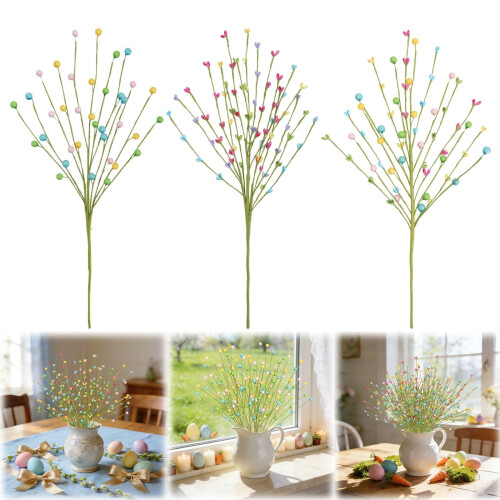Pastel Easter Berry Stems Artificial Spring Branches 43x10cm 1