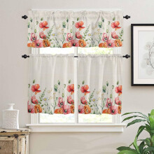 Rideaux de cuisine vintage Ă motifs de coquelicots et d'eucalyptus