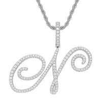 Colar elegante com pingente floral de 26 letras do alfabeto e iniciais em zircônia - Embalagem para presente, joia clássica perfeita para mulheres.