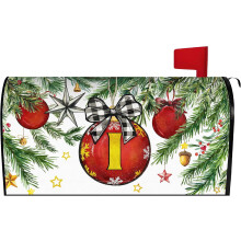 Magnetische brievenbushoes met kerstmonogram, 21x18 inch, met initialen van de achternaam, geschikt voor standaard buitenbrievenbussen.