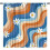 Retro 70s Curtains Vintage Abstract Flower Print Blue 1
