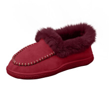Wine Women'S Winter Comfort Slip-On Shoes Round Toe Warm Fleece Lined Casual Wear For Outdoor And Indoor Use - Flock Material Cozy Design