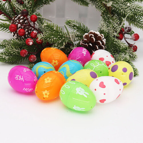 12pc Fillable Plastic Easter Eggs Party Supply Pack Assorted Pattern Prints 2