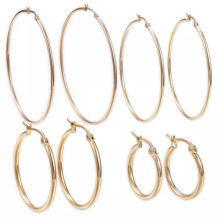 Stainless Steel Hoop Earrings Rose Gold Black Purple Silver 0.6" Up To 2.8" P560-Yellow Gold-2.2"