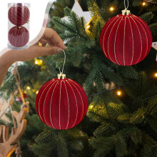 2 Pcs 6" Velvet Christmas Ball Ornaments, Shatterproof Flocked Baubles for Tree, Party, Wedding – Compatible with Xmas Decor