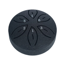XIAOLE3" 6-noters ståltungtrumma med klubba och väska, handpan för meditation och ljudhealing (svart)
