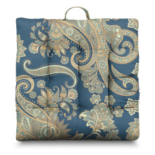 Paisley Yoga Meditation Cushion, Boho Floor Pillow for Sitting on Floor and Outdoor Use 22 x 22