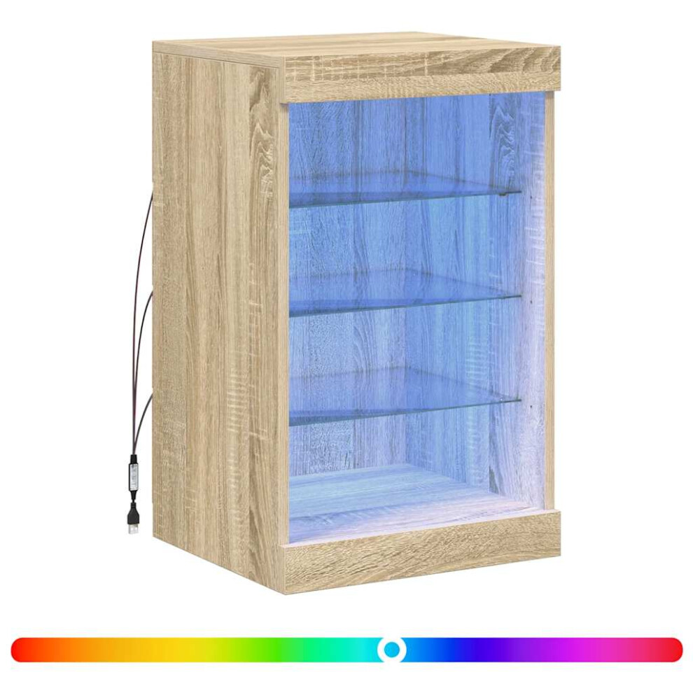 Vidaxl (Sonoma Oak) Sideboard With Led Lights Cupboard Highboard Storage Cabinet Smoked Oak