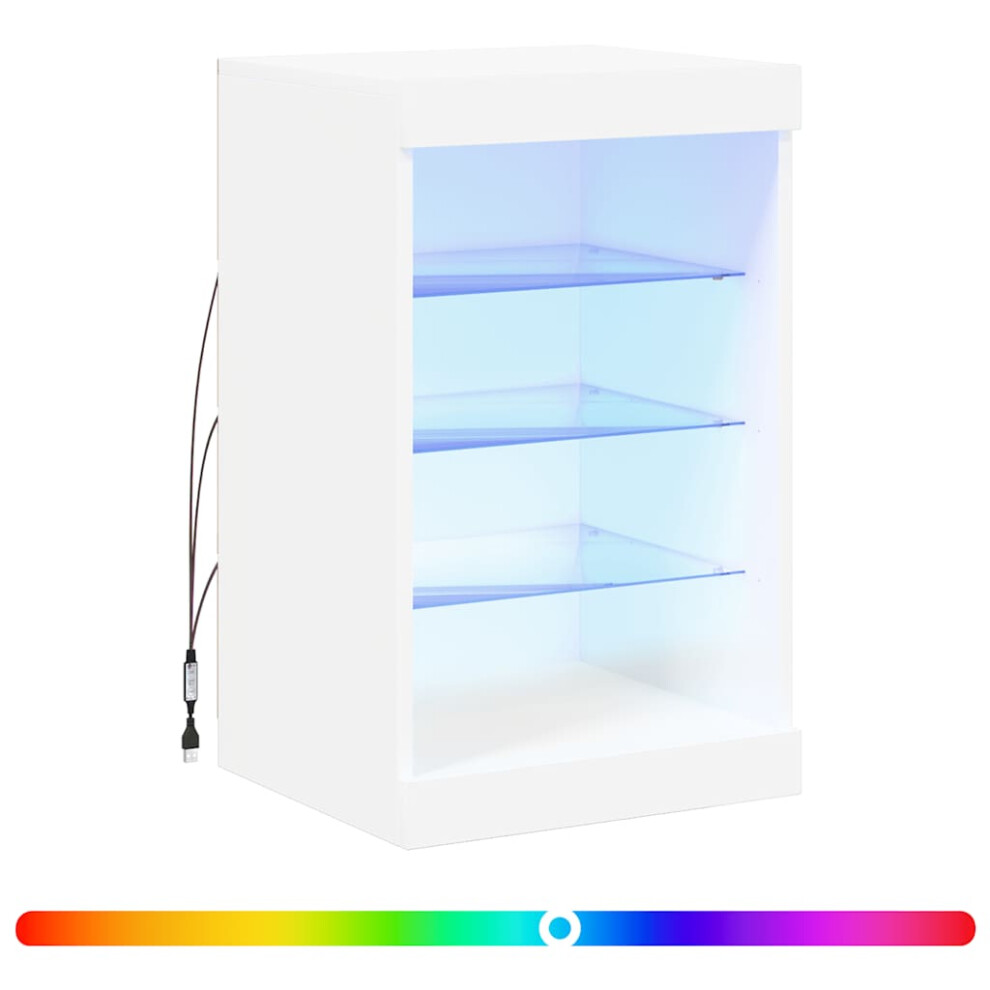 Vidaxl (White) Sideboard With Led Lights Cupboard Highboard Storage Cabinet Smoked Oak