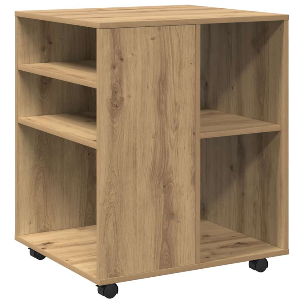 Vidaxl (Artisan Oak) Rolling Cabinet Drawer Cabinet Filing Storage Cabinet Engineered Wood Brown