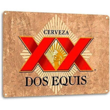 Placă de tablă metalică Dos Equis XX Beer Logo 8x12in
