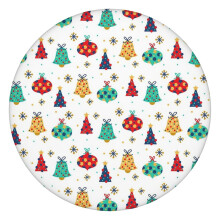 Holiday Gathering Round Tablecloth, 44 Inch with Elastic Border to Resist Shifting During Christmas Dinner