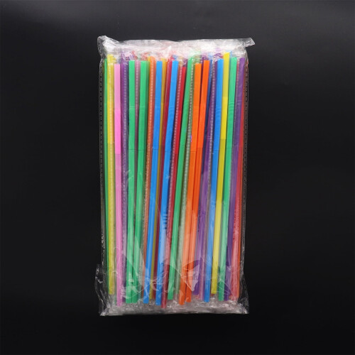 100-pack disposable plastic drinking straws, 12.5-inch multicolor bendable design